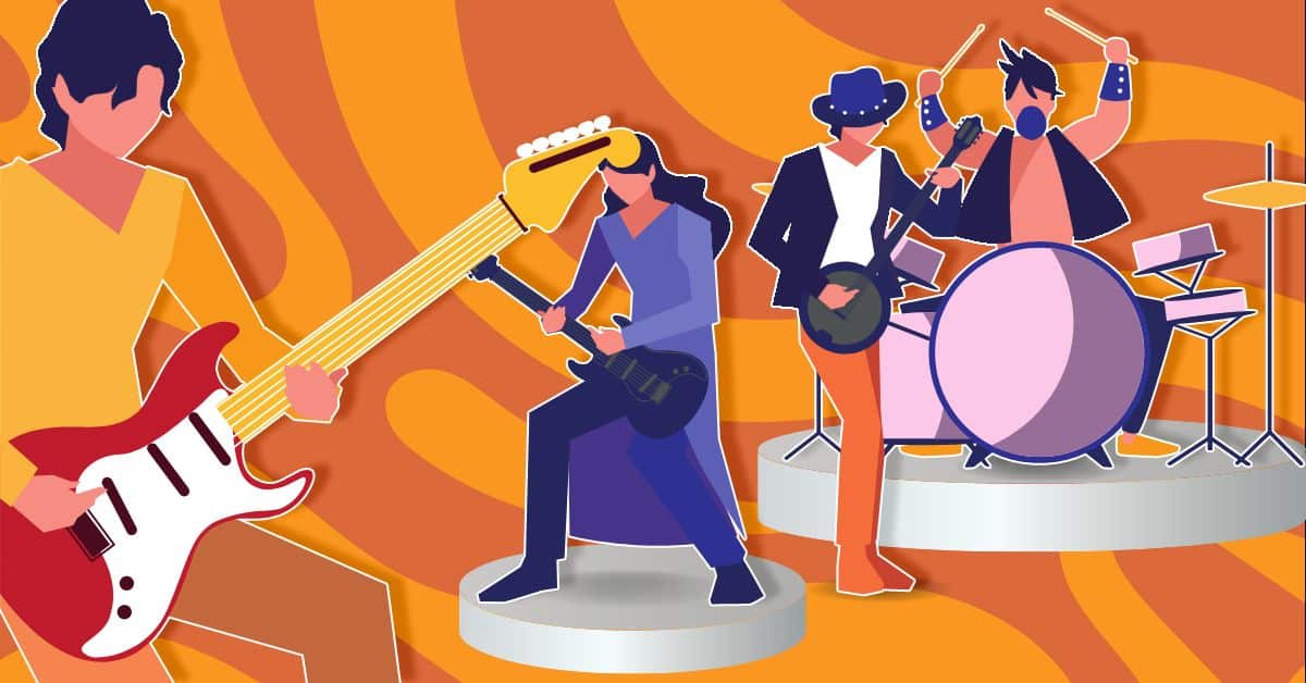 band playing music illustration graphic art 1 - Fans Joji™ Store